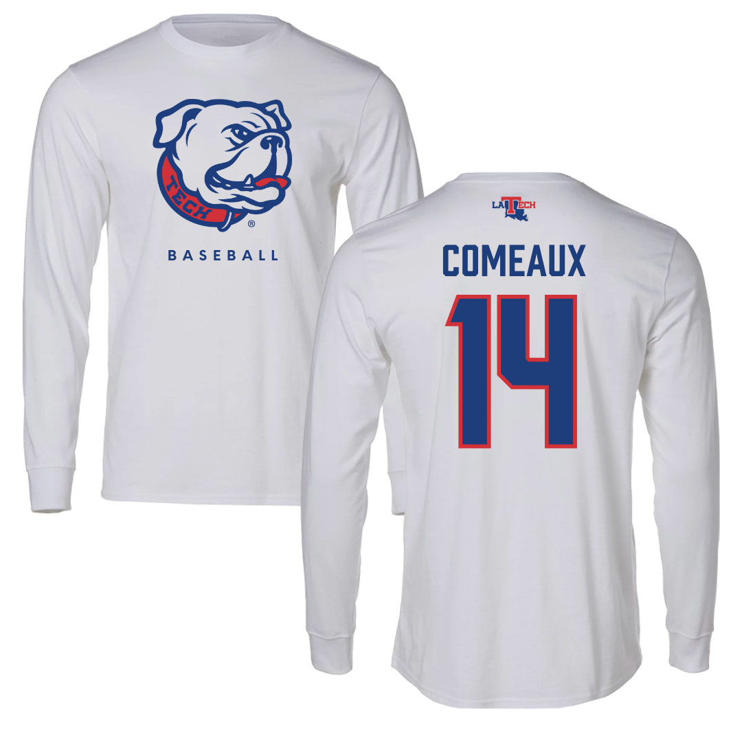 Louisiana Tech University Baseball White Long Sleeve  - #14 Grant Comeaux