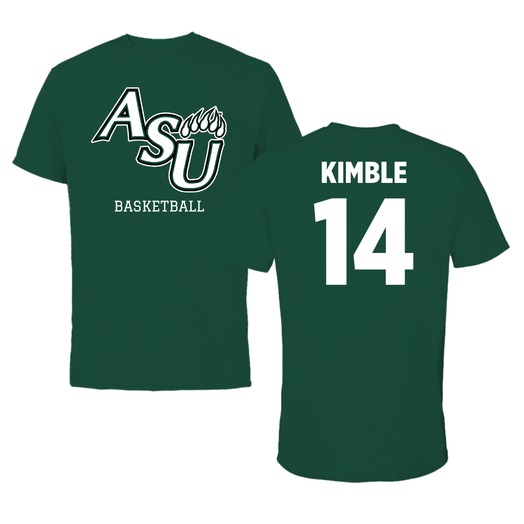 Adams State University Basketball Green Tee  - #14 Cam Kimble