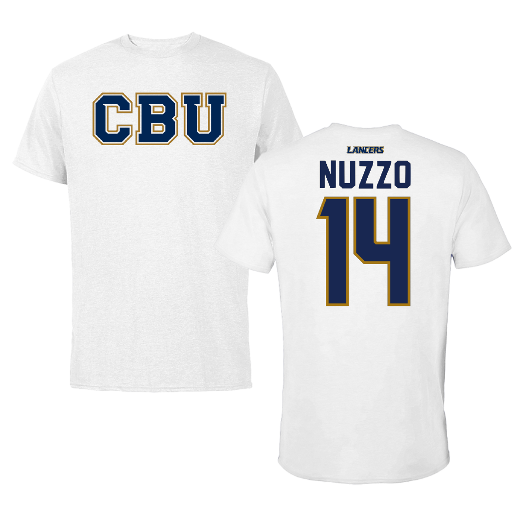 California Baptist University Water Polo White Tee - #14 Andrea Nuzzo