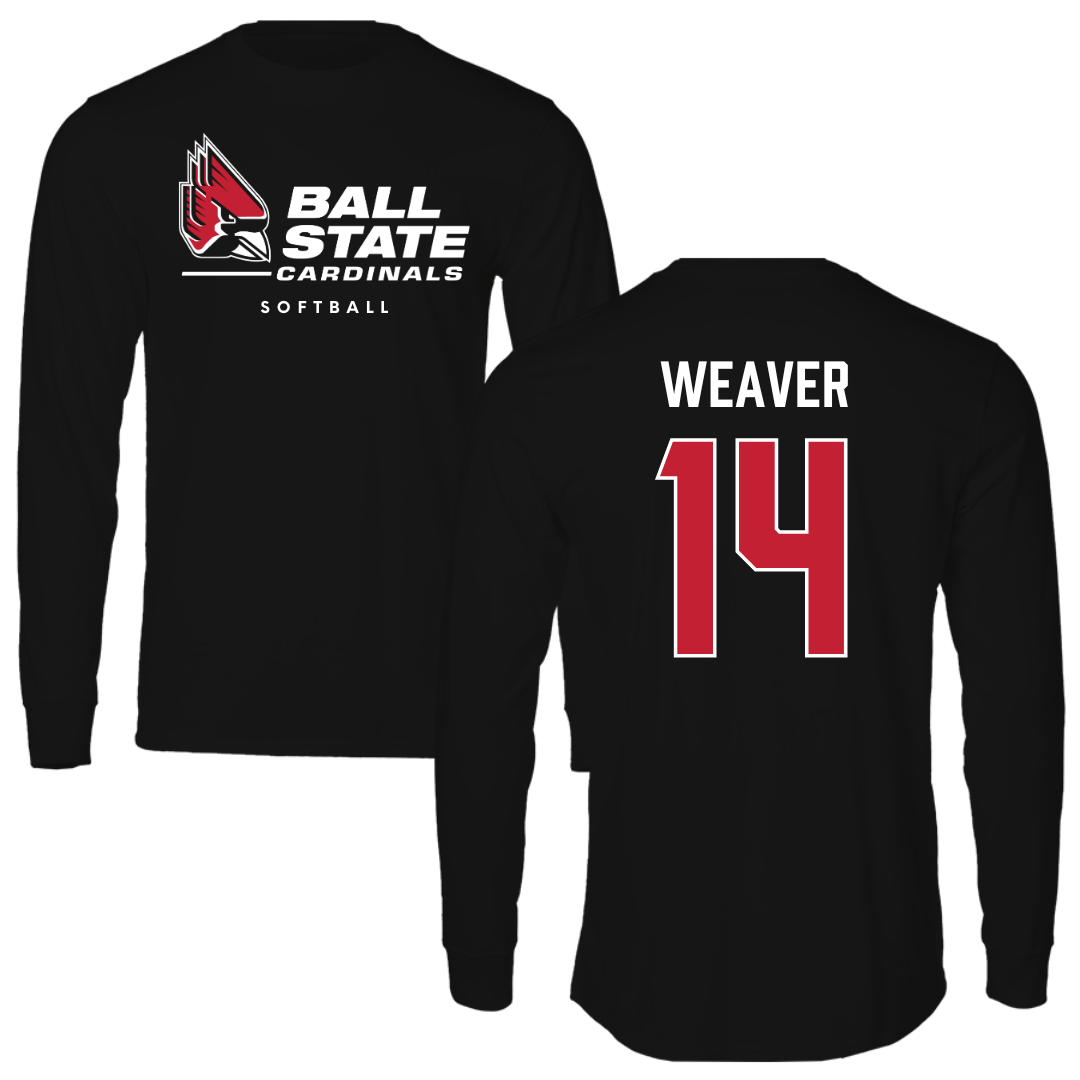 Ball State University Softball Black Long Sleeve  - #14 Maddie Weaver
