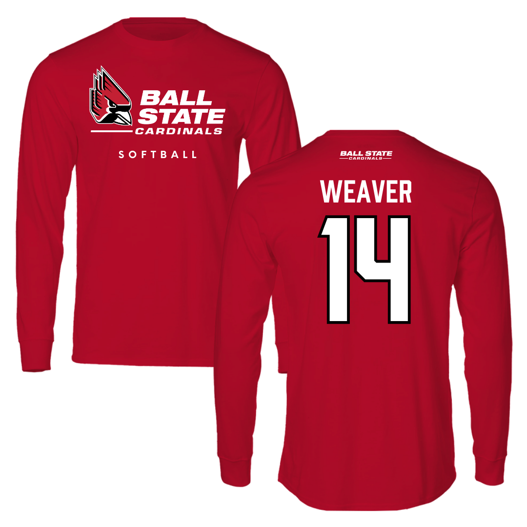 Ball State University Softball Red Long Sleeve  - #14 Maddie Weaver