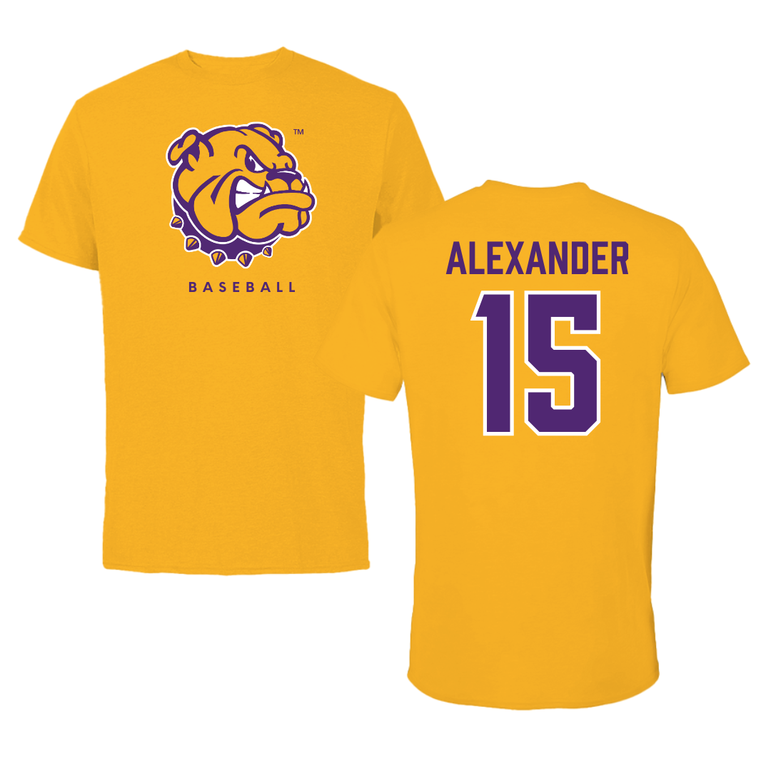 Western Illinois University Baseball Gold Tee  - #15 Kyree Alexander