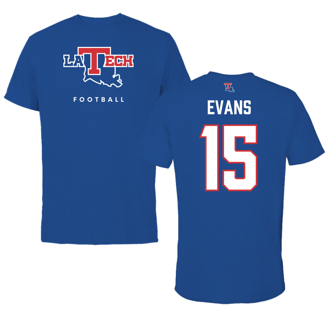 Louisiana Tech University Football True Royal Tee  - #15 Jessie Evans