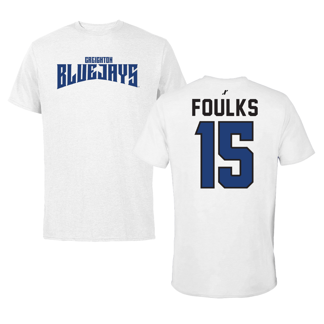 Creighton University Soccer White Classic Performance Tee - #15 Benjamin Foulks