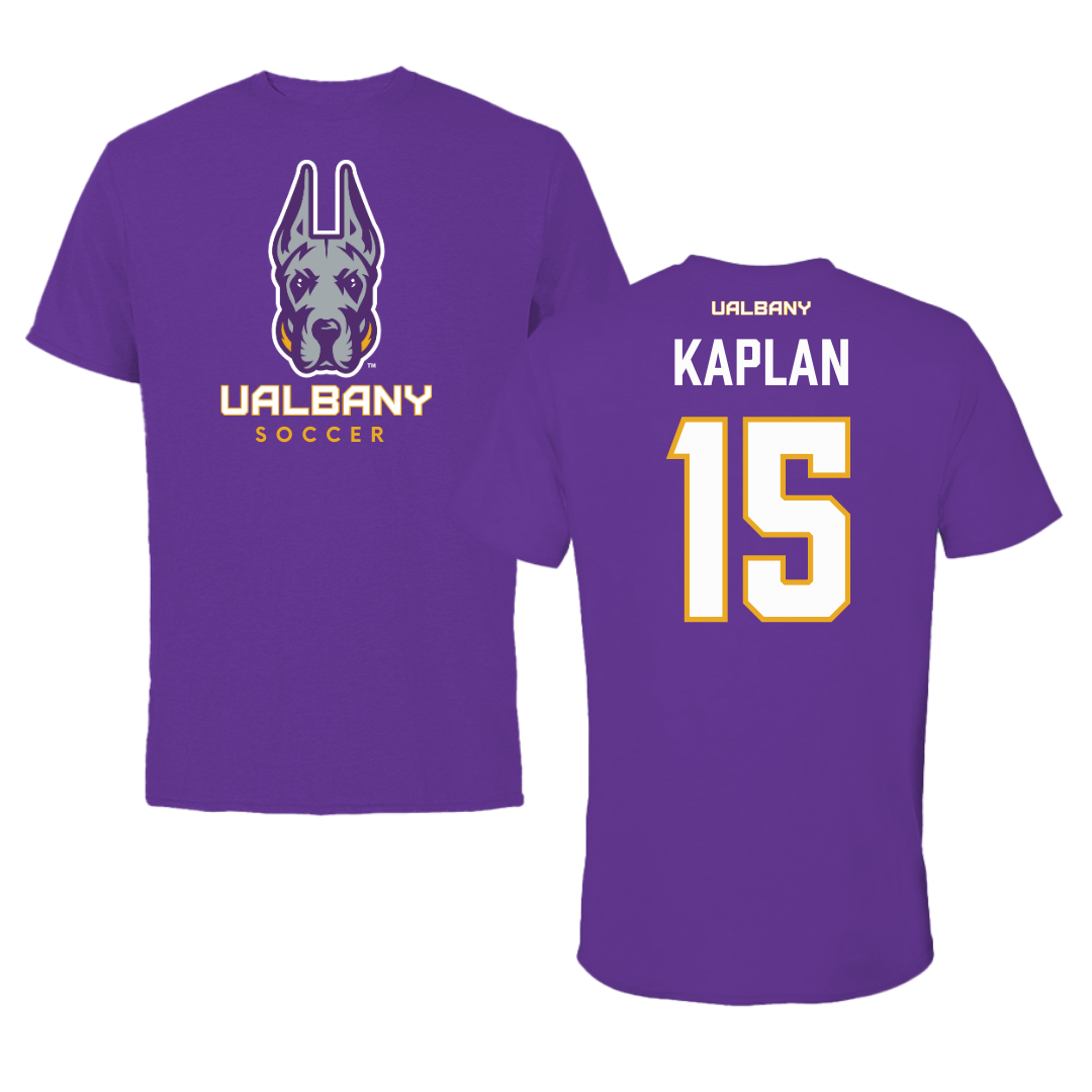 University at Albany Soccer Purple Tee  - #15 Ben Kaplan