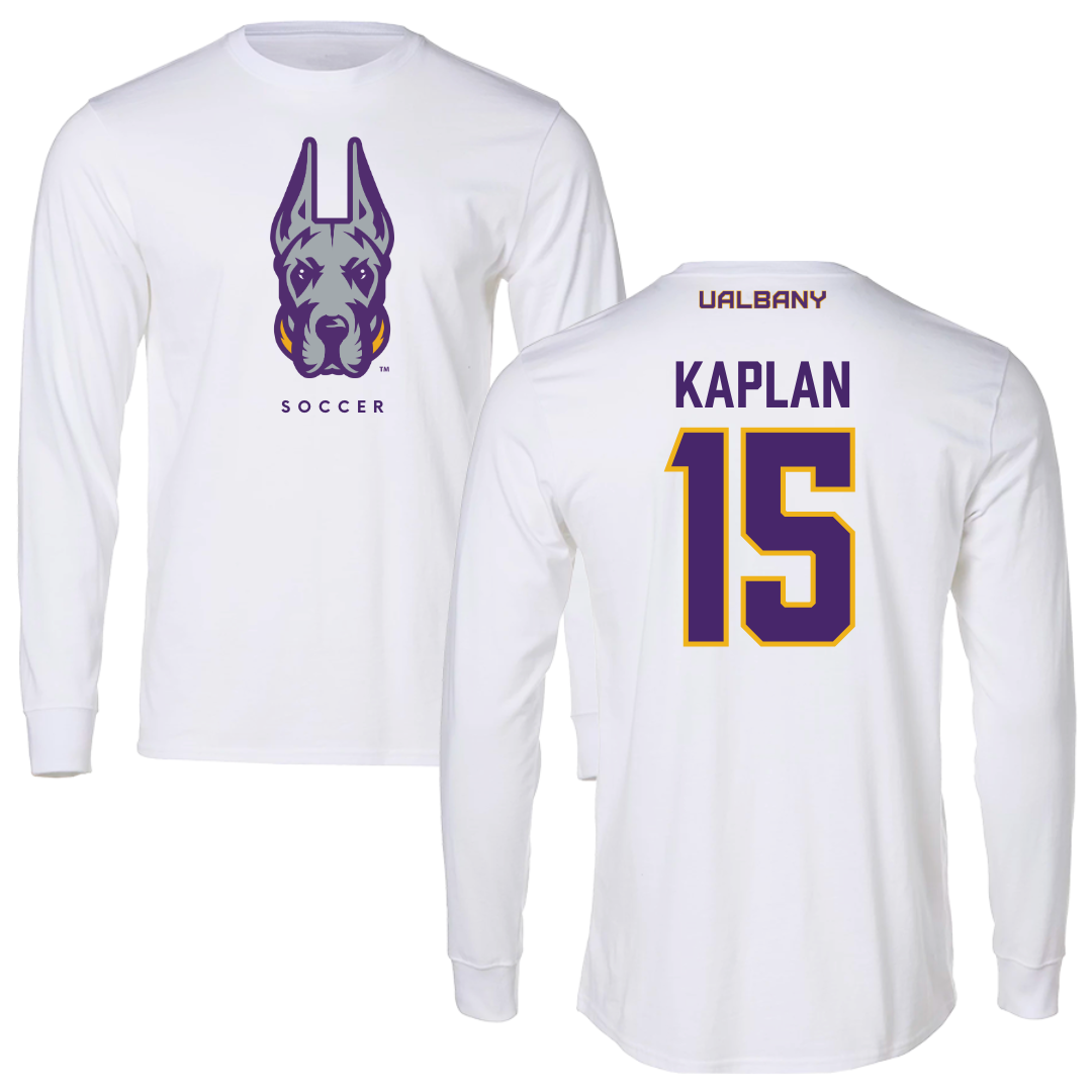 University at Albany Soccer White Long Sleeve  - #15 Ben Kaplan