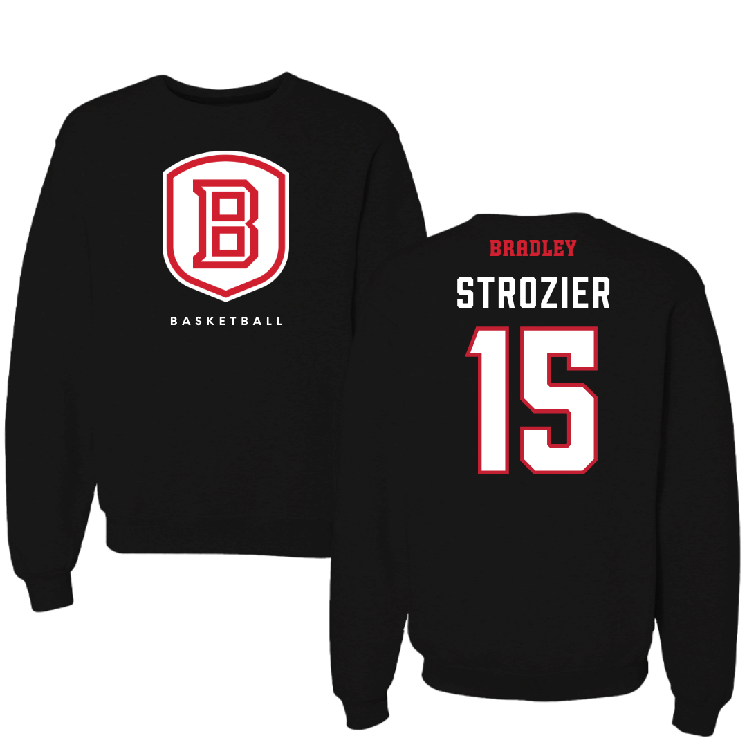 Bradley University Basketball Black Crewneck  - #15 Armoni Strozier