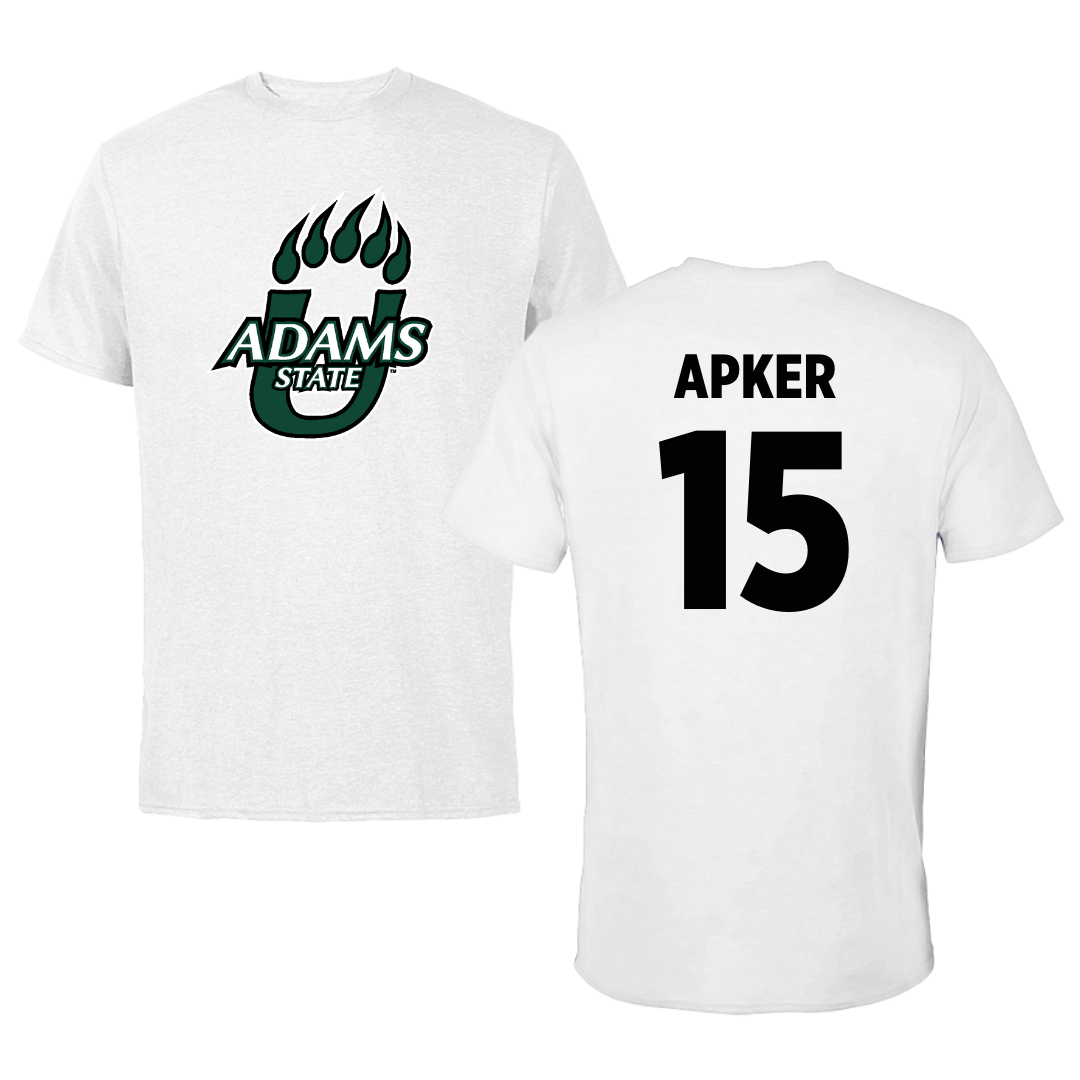 Adams State University Baseball White Tee  - #15 Cory Apker