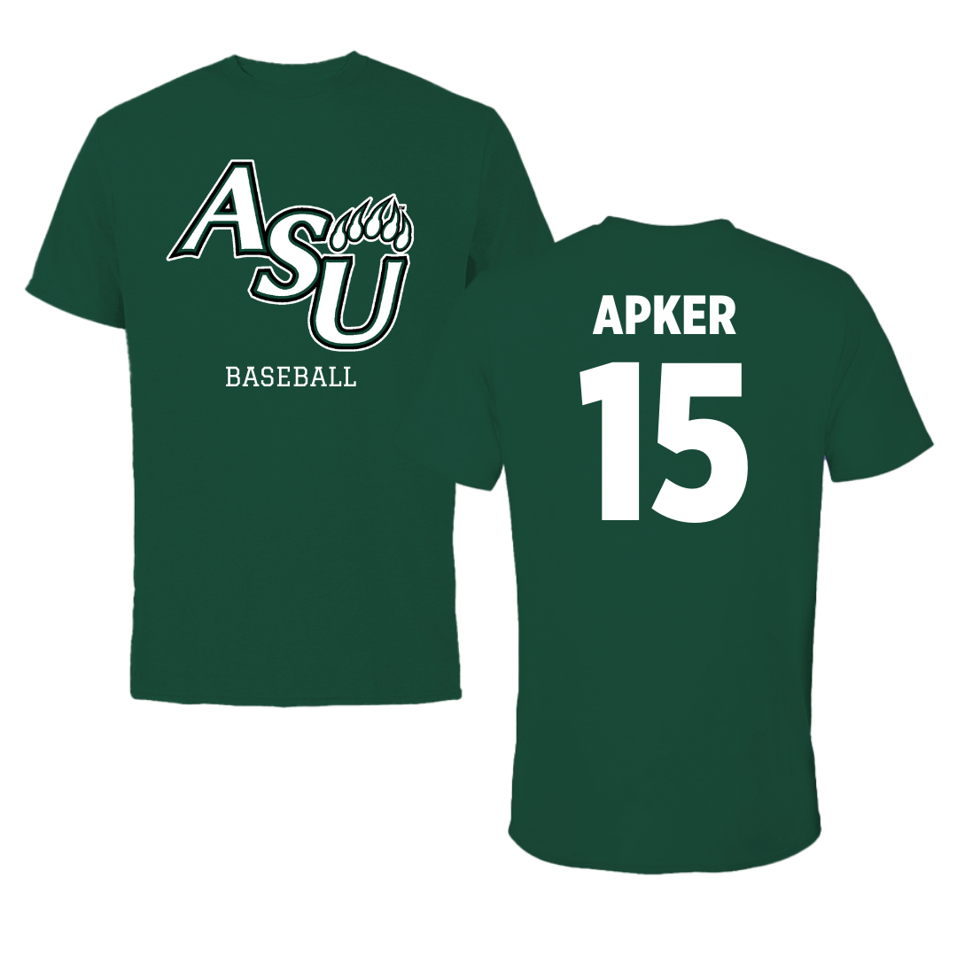 Adams State University Baseball Green Tee  - #15 Cory Apker