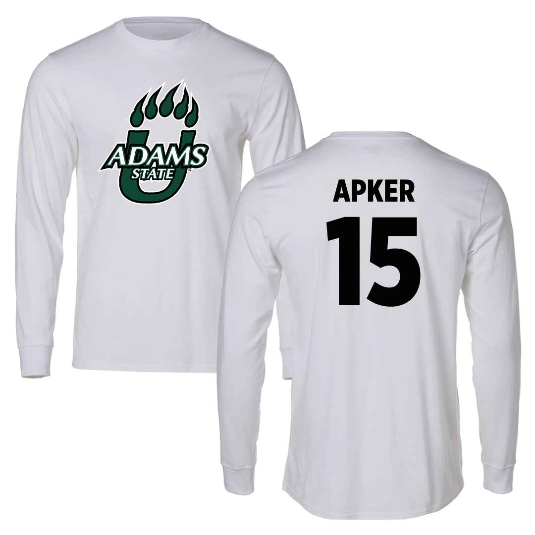 Adams State University Baseball White Long Sleeve  - #15 Cory Apker