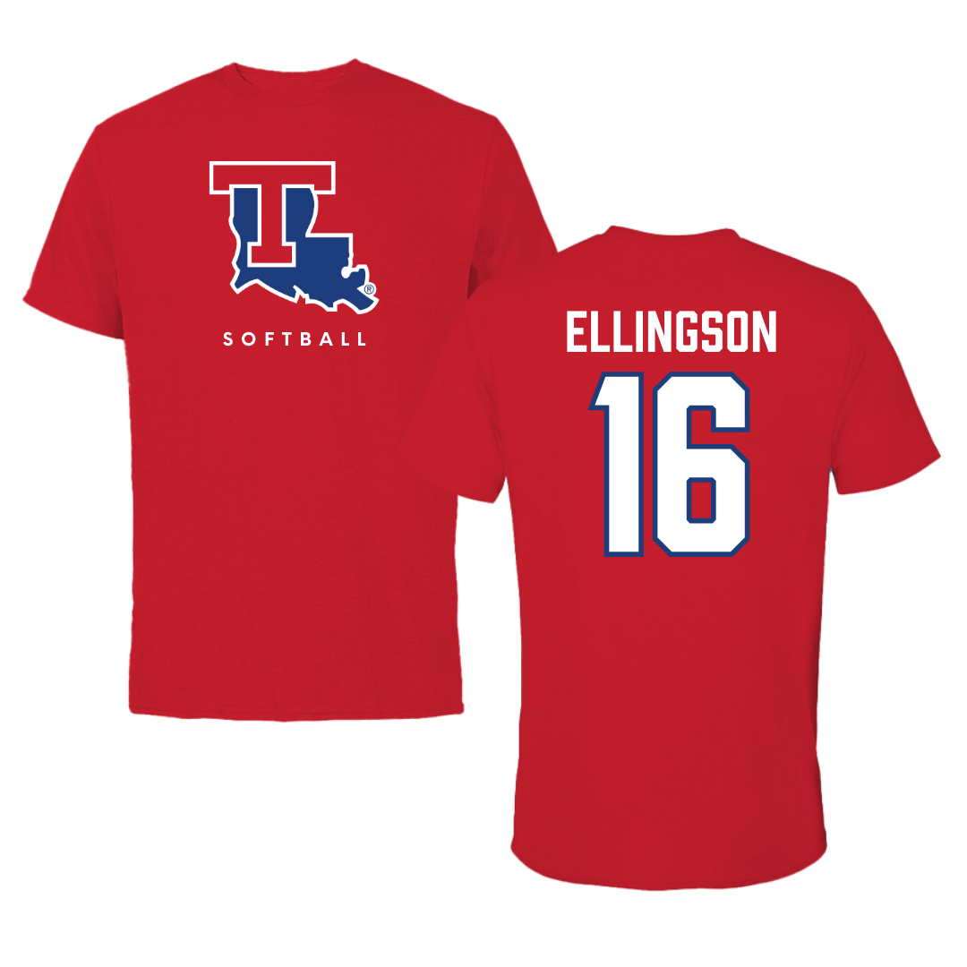 Louisiana Tech University Softball Red Tee  - #16 Olivia Ellingson