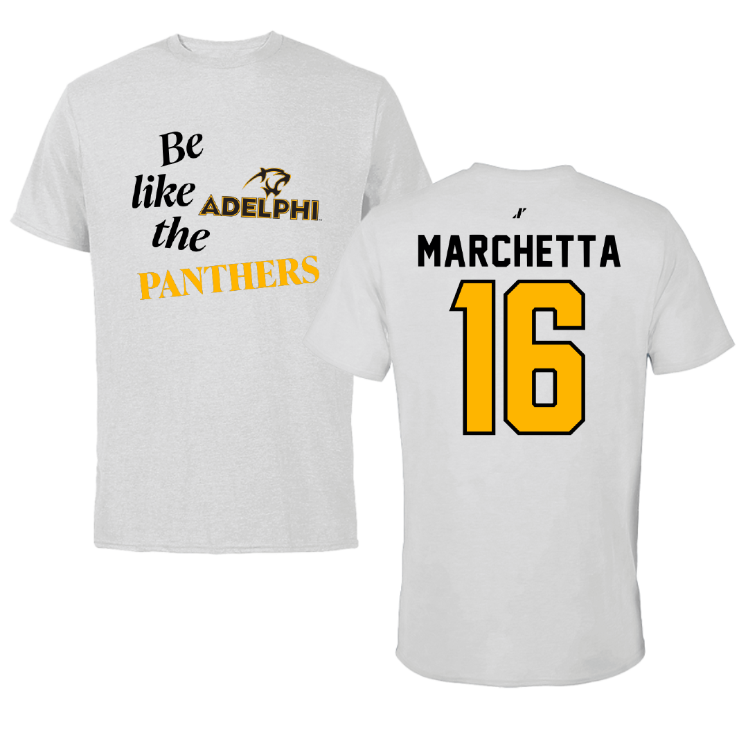 Adelphi University Lacrosse Light Gray Be Like Us Performance Tee - #16 Madison Marchetta