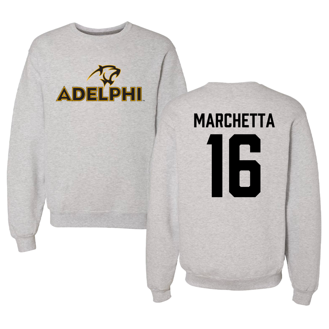 Adelphi University Lacrosse Gray Crewneck - #16 Madison Marchetta