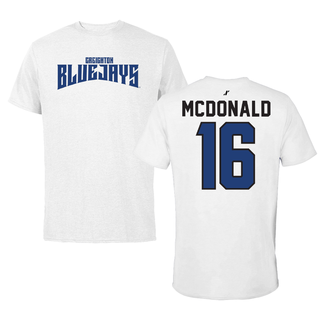 Creighton University Baseball White Classic Performance Tee - #16 John McDonald