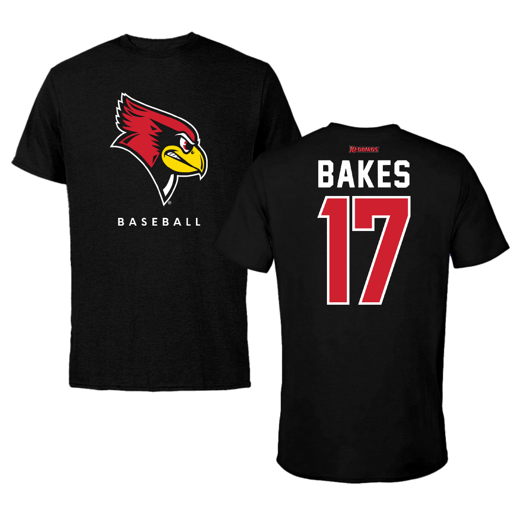 Illinois State University Baseball Black Tee - #17 Brayden Bakes