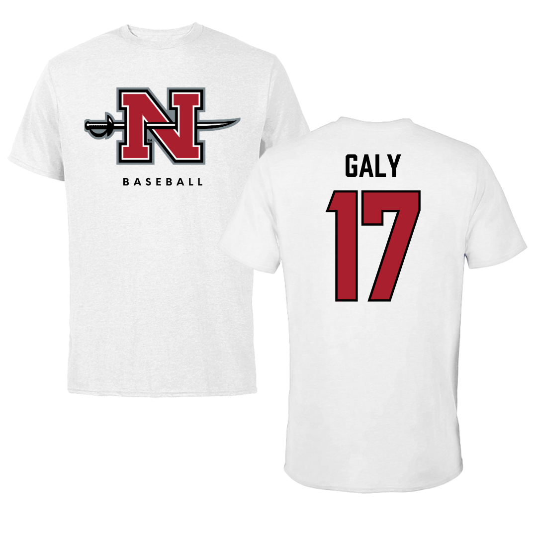 Nicholls State University Baseball White Tee  - #17 Gavin Galy