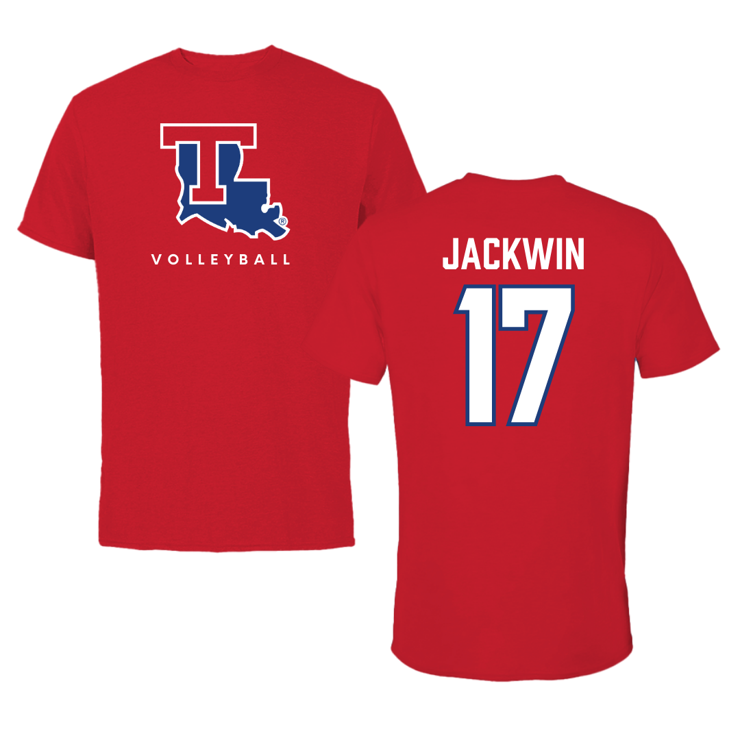 Louisiana Tech University Volleyball Red Tee  - #17 Sydney Jackwin