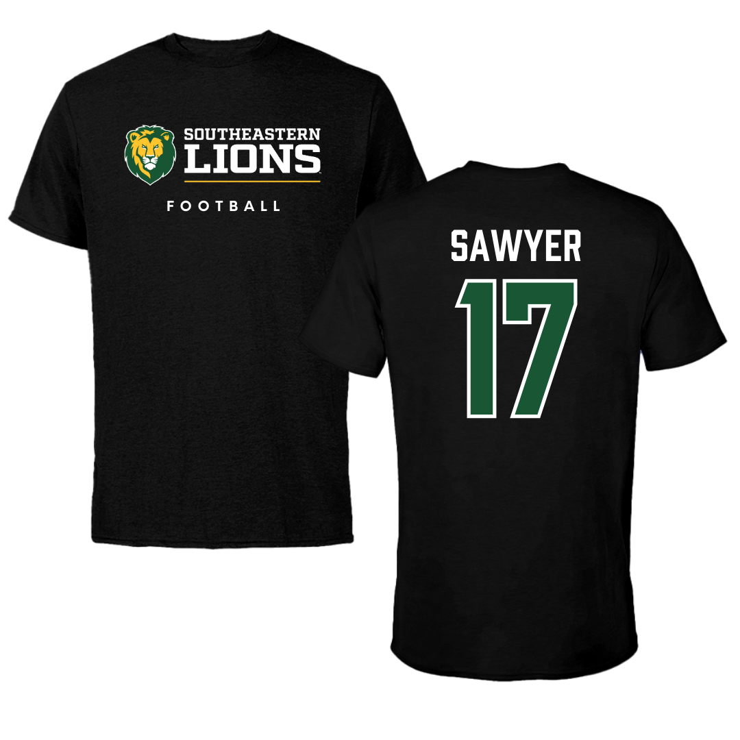 Southeastern Louisiana University Football Black Tee  - #17 Eli Sawyer