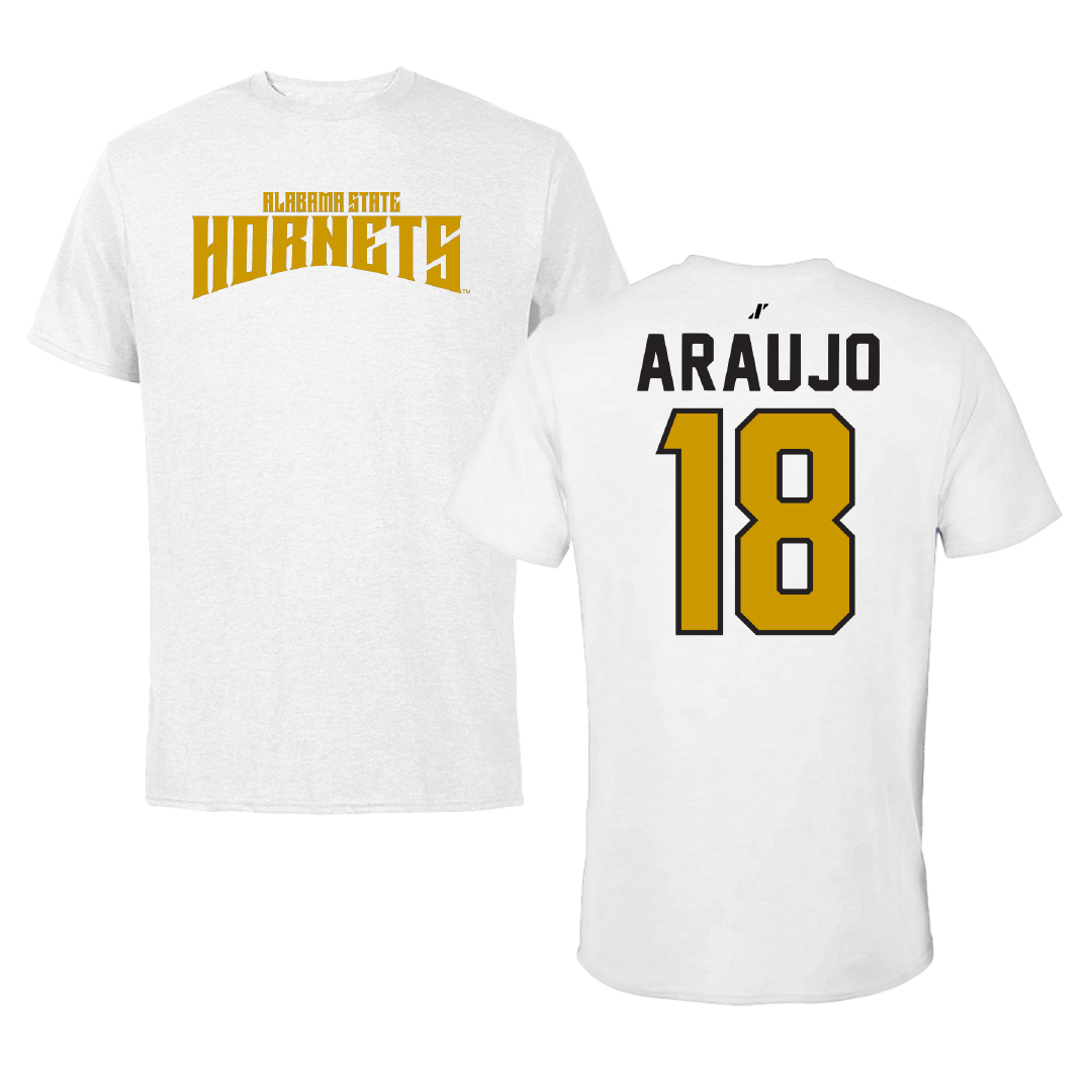 Alabama State University Baseball White Classic Tee - #18 Caio Araujo