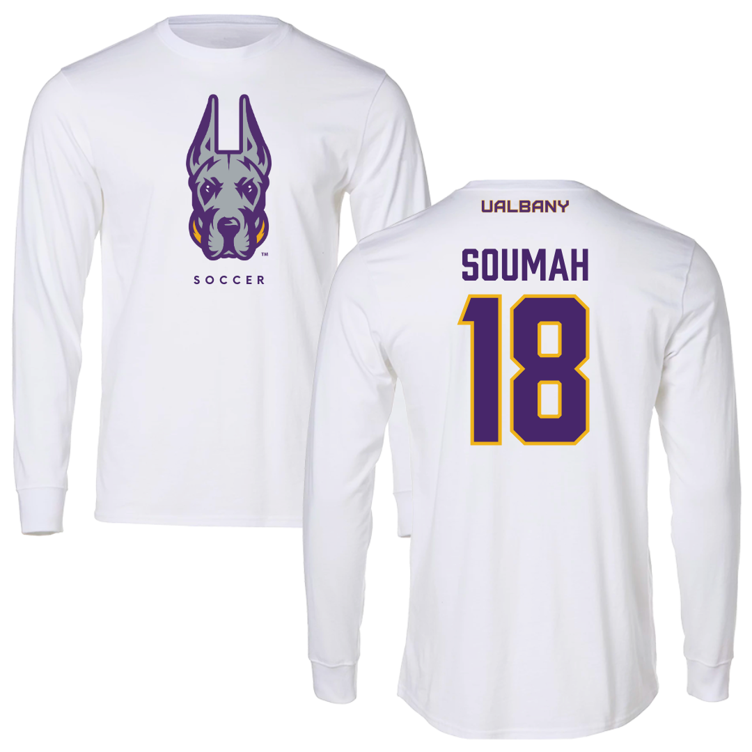 University at Albany Soccer White Long Sleeve  - #18 Mohamed Soumah