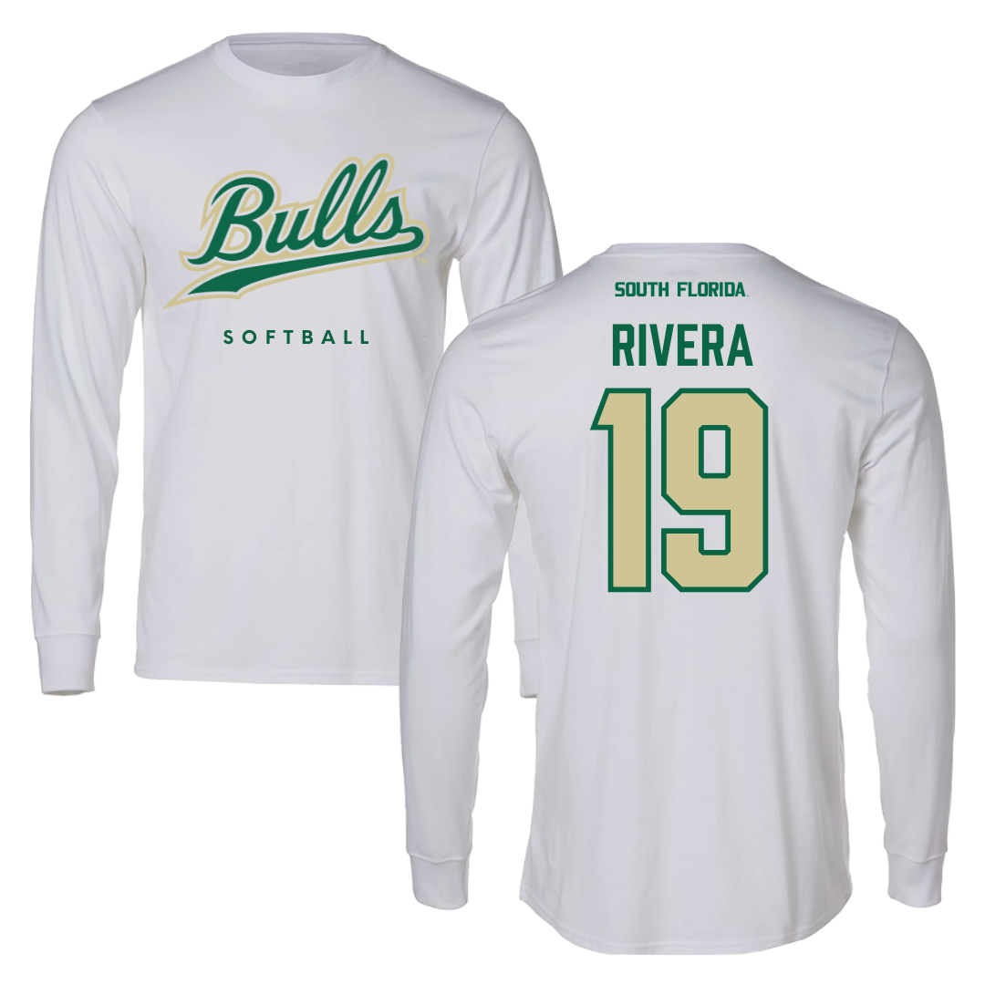 University of South Florida Softball White Long Sleeve  - #19 Alanah Rivera