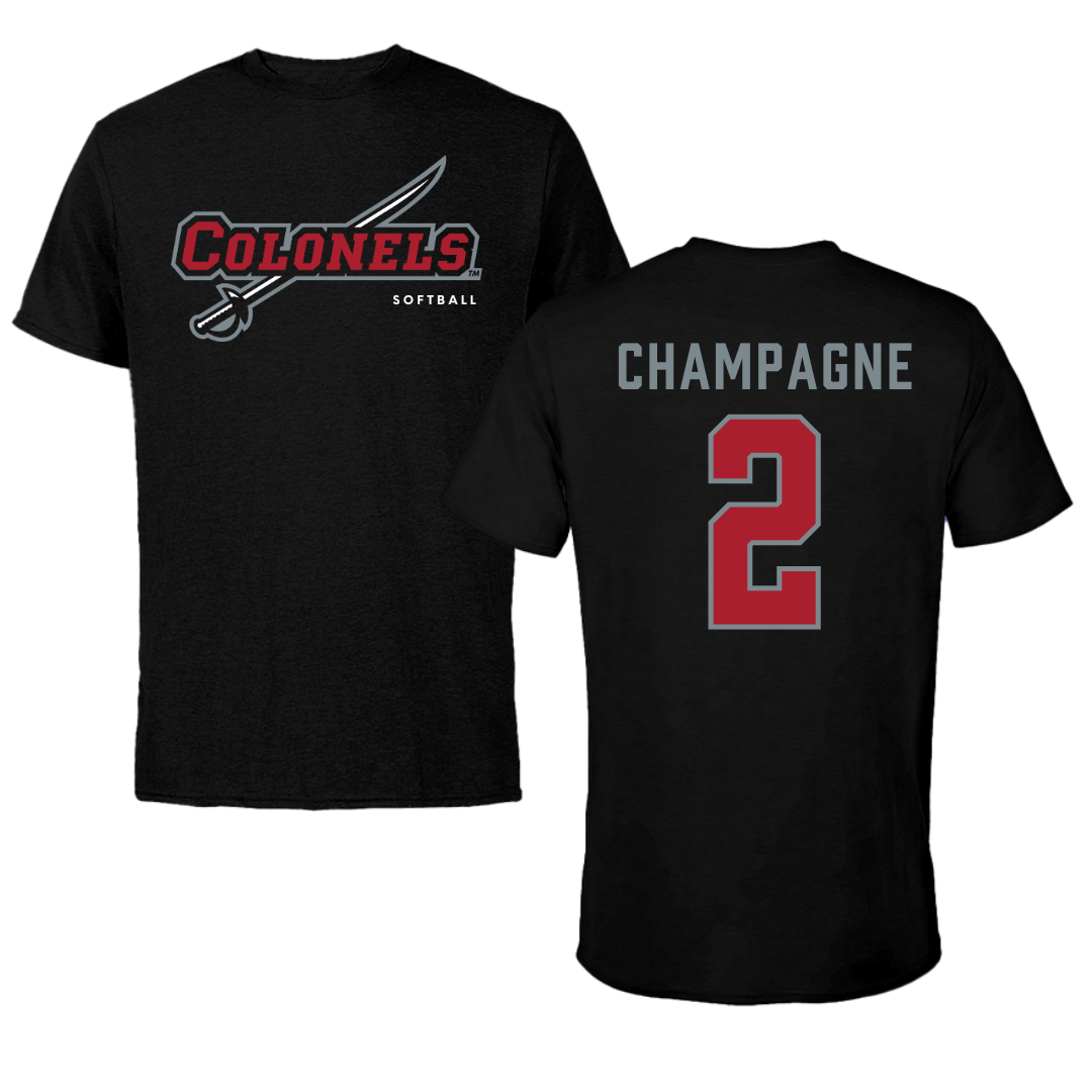 Nicholls State University Softball Black Tee  - #2 Mckenzie Champagne