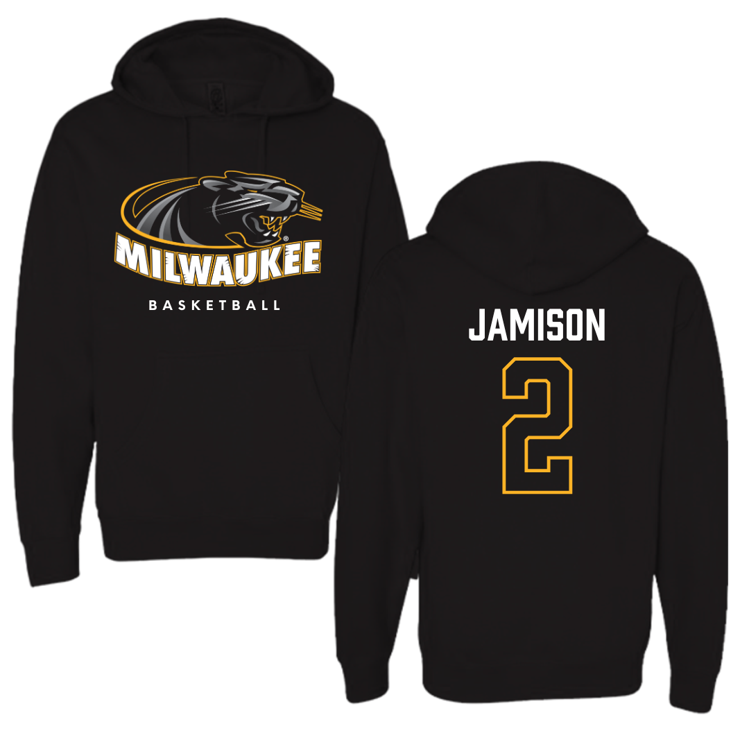 Sudadera con capucha negra de baloncesto de la Universidad de Wisconsin-Milwaukee - #2 Elijah Jamison