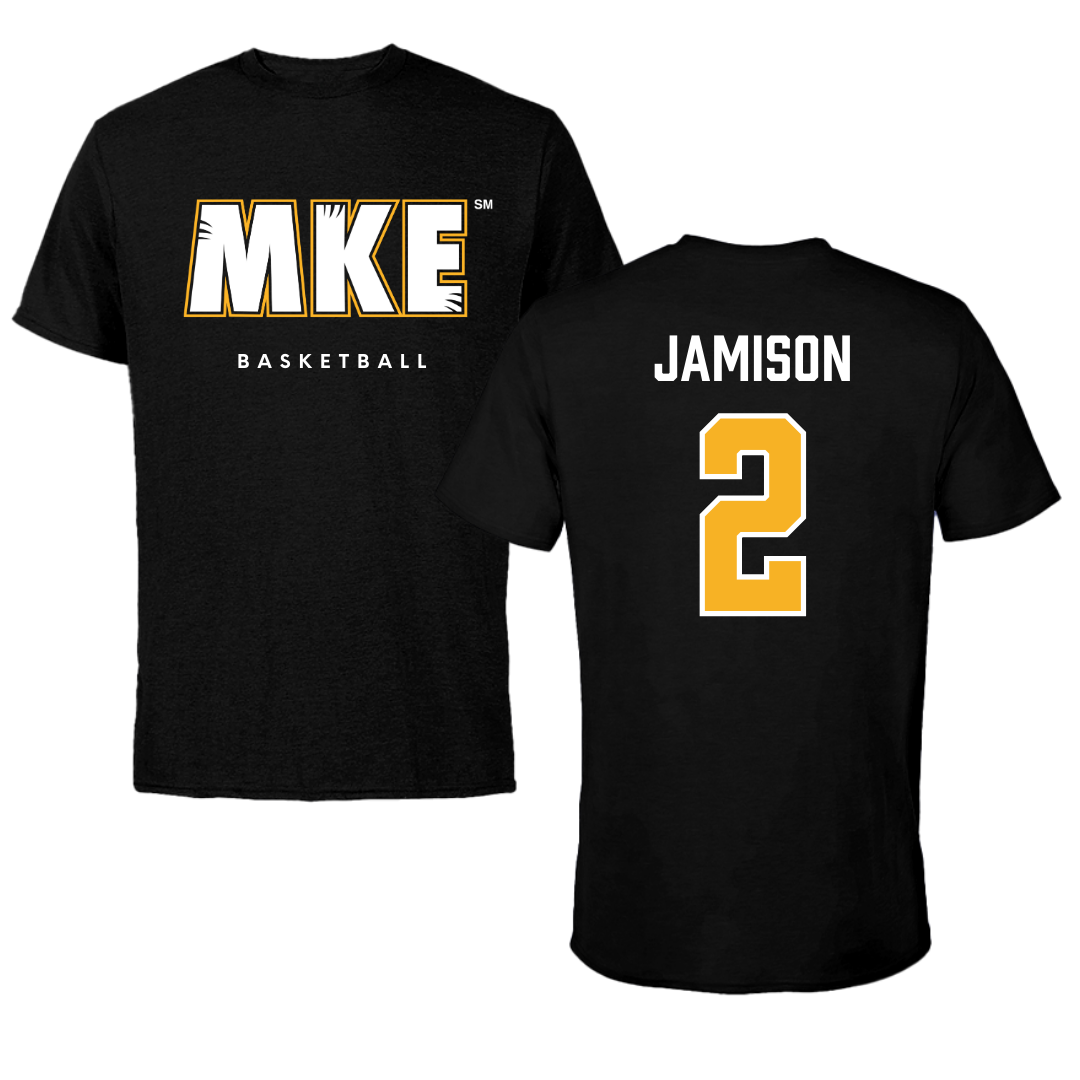 University of Wisconsin-Milwaukee Basketball Black Tee  - #2 Elijah Jamison