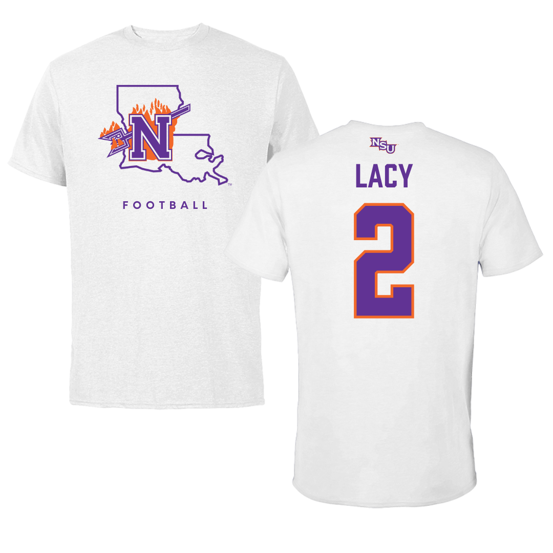 Northwestern State University Football White Tee  - #2 Kennieth Lacy