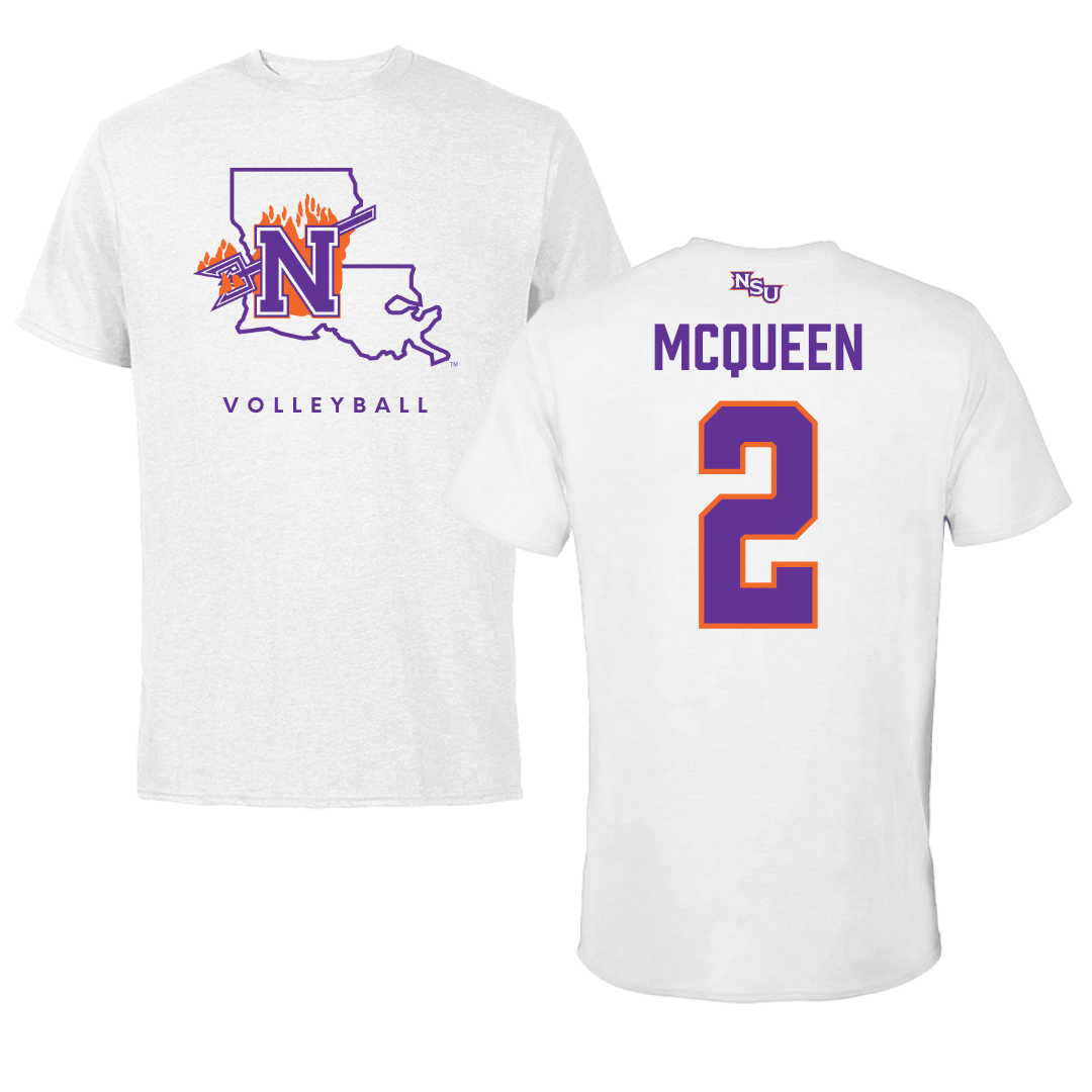 Northwestern State University Volleyball White Tee  - #2 Madisynne McQueen