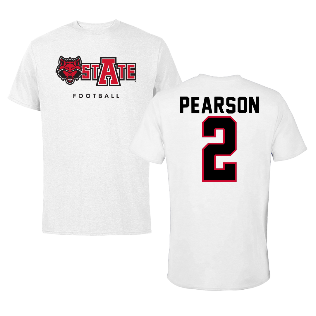 Arkansas State University Football White Performance Tee - #2 Chris Pearson