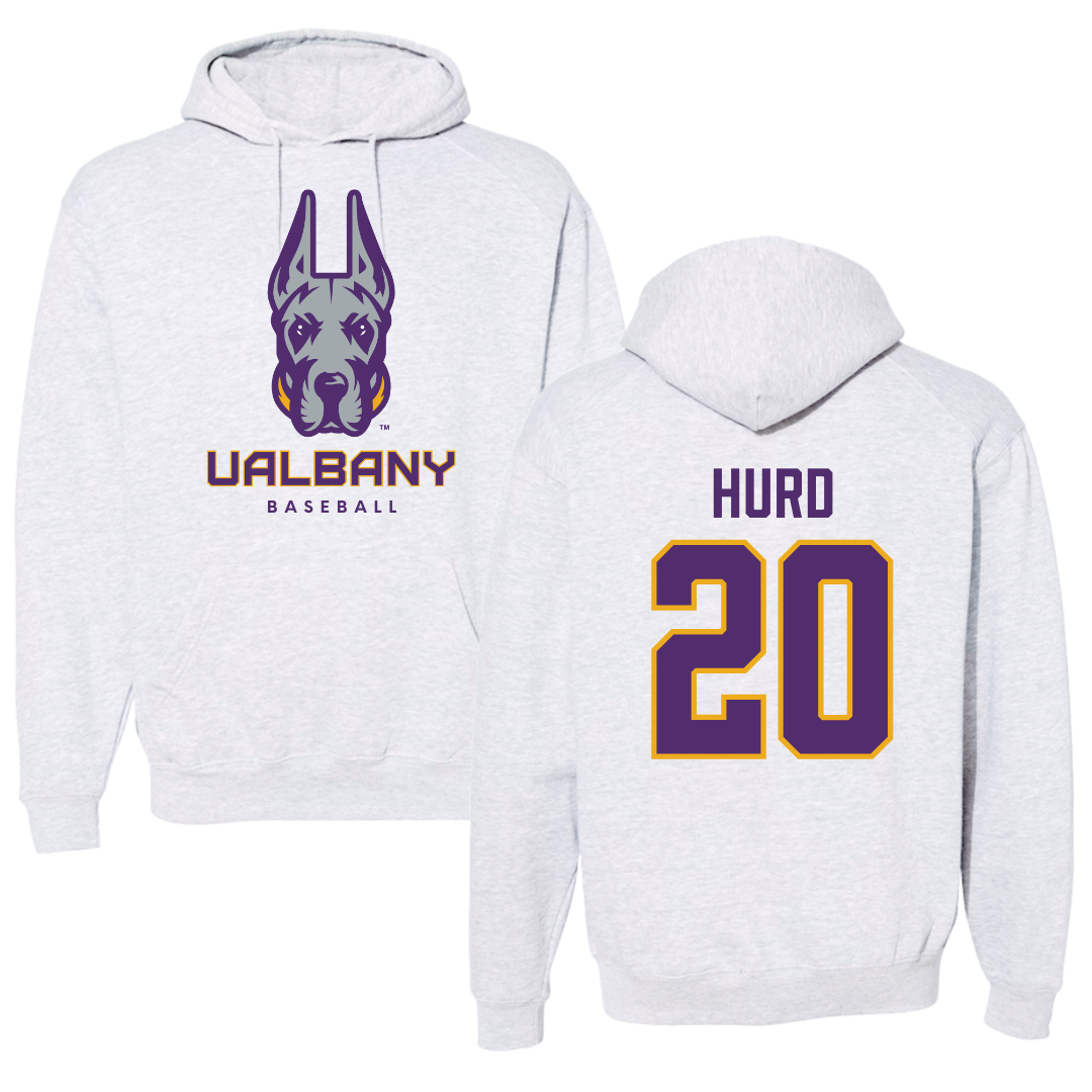 University at Albany Baseball Gray Hoodie  - #20 Justin Hurd