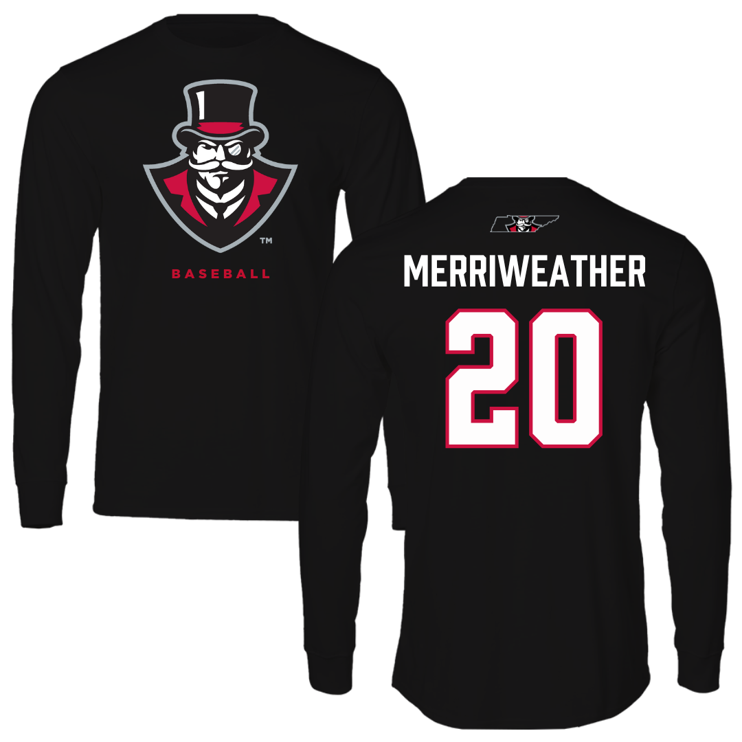 Austin Peay State University Baseball Black Mascot Long Sleeve - #20 DJ Merriweather