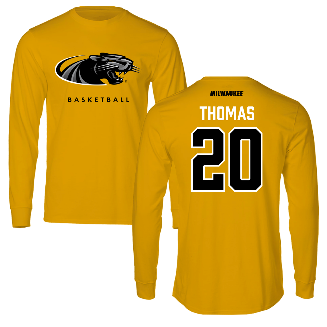 University of Wisconsin-Milwaukee Basketball Gold Long Sleeve  - #20 Maurice Thomas