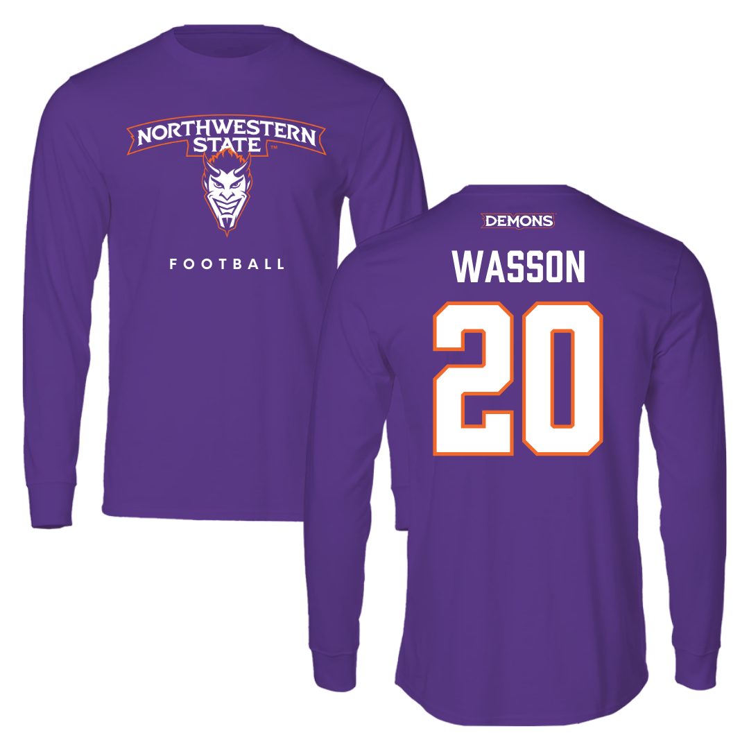 Northwestern State University Football Purple Long Sleeve  - #20 Hogan Wasson