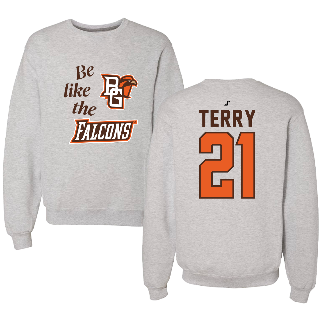 Bowling Green State University Soccer Light Gray Be Like Us Crewneck - #21 Trace Terry