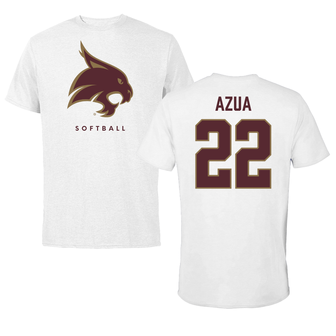 Texas State University Softball White Tee  - #22 Madison Azua