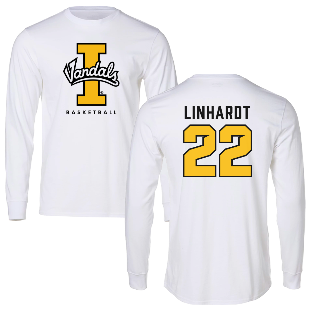 University of Idaho Basketball White Vandals Long Sleeve - #22 Tyler Linhardt