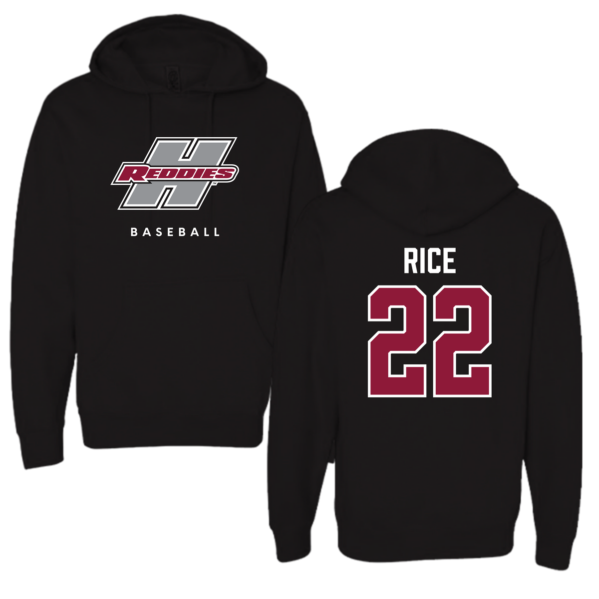Henderson State University Baseball Black Hoodie  - #22 Luke Rice