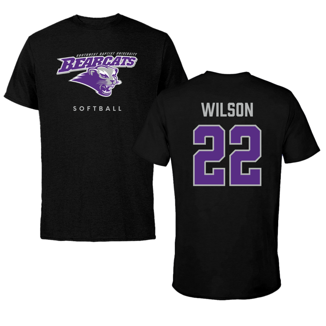 Southwest Baptist University Softball Black Tee  - #22 Malea Wilson