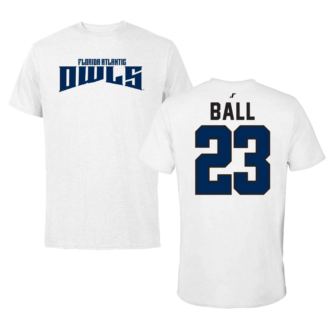 Florida Atlantic University Baseball White Classic Performance Tee - #23 Dawson Ball