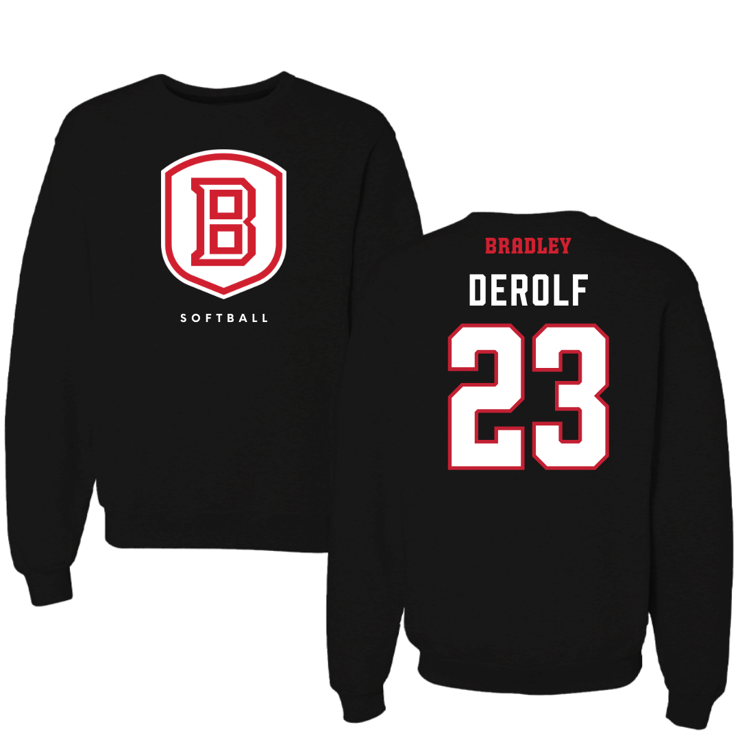 Bradley University Softball Black Crewneck  - #23 Lauren DeRolf