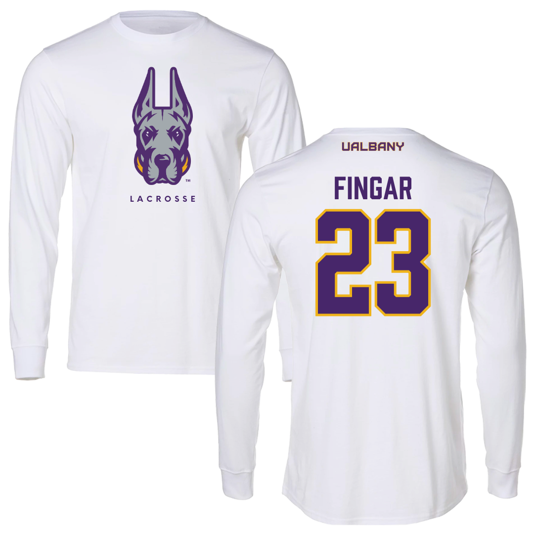 University at Albany Lacrosse White Long Sleeve  - #23 Conner Fingar