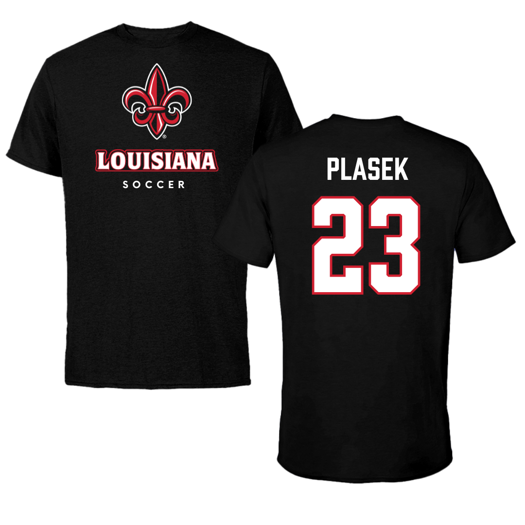 University of Louisiana at Lafayette Soccer Black Tee  - #23 Liberty Plasek
