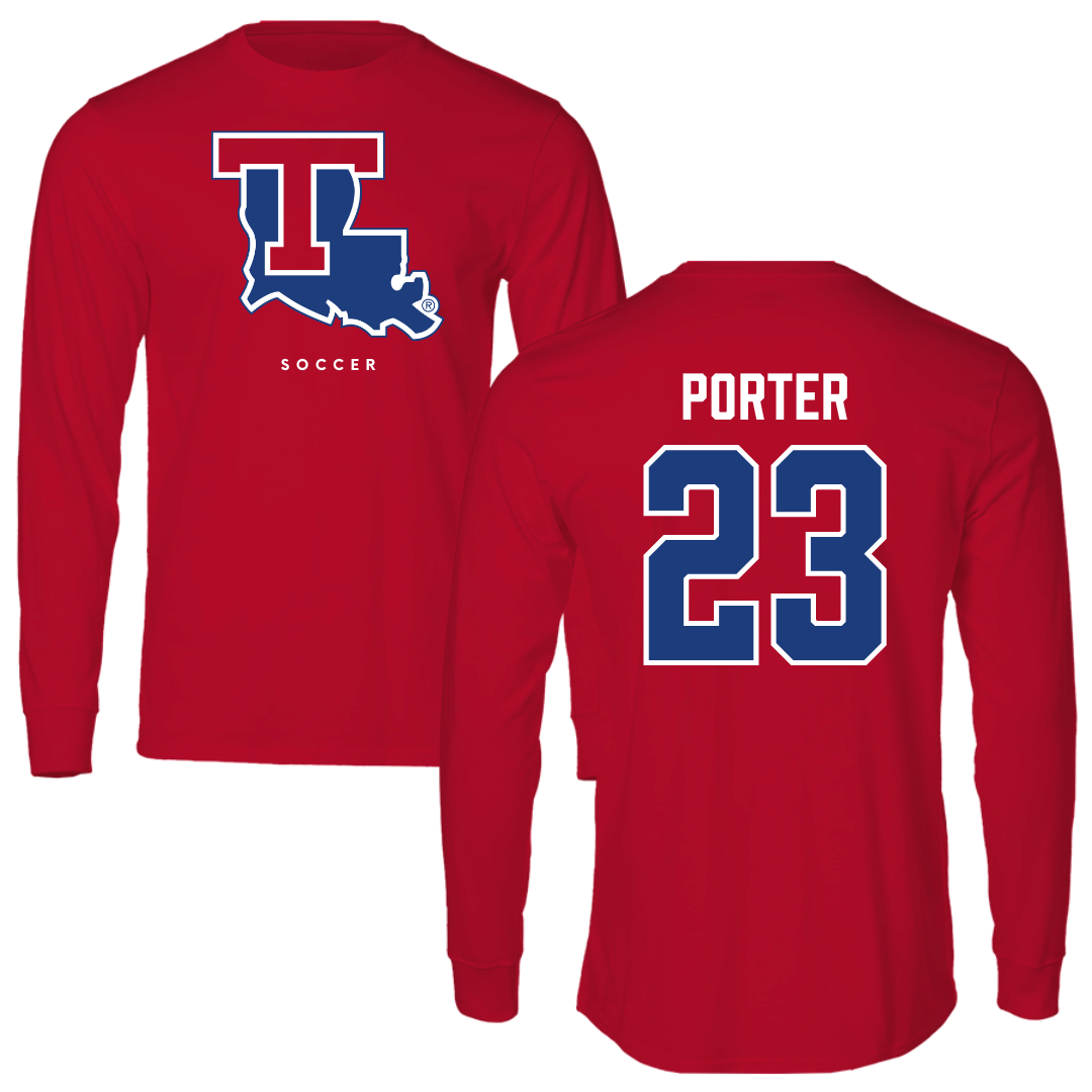 Louisiana Tech University Soccer Red Long Sleeve  - #23 Jordan Porter