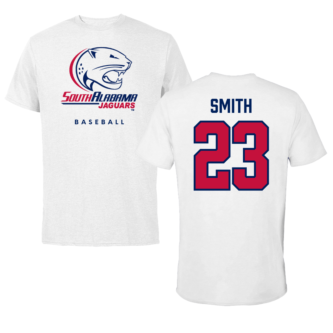 University of South Alabama Baseball White Tee  - #23 Tyler Smith