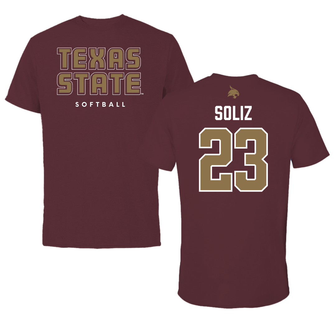 Texas State University Softball Maroon Tee  - #23 Analisa Soliz