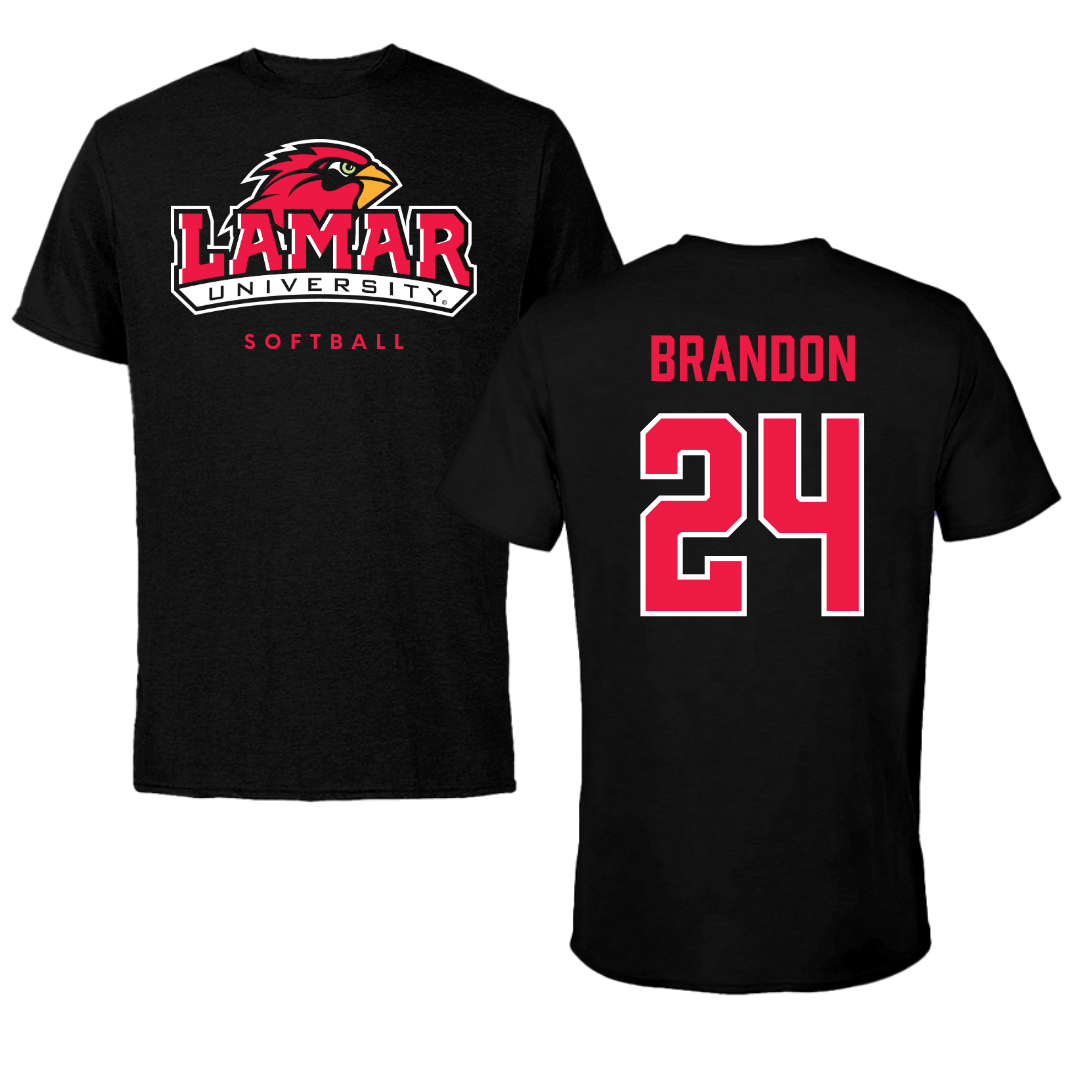 Lamar University Softball Black Tee  - #24 Trinity Brandon