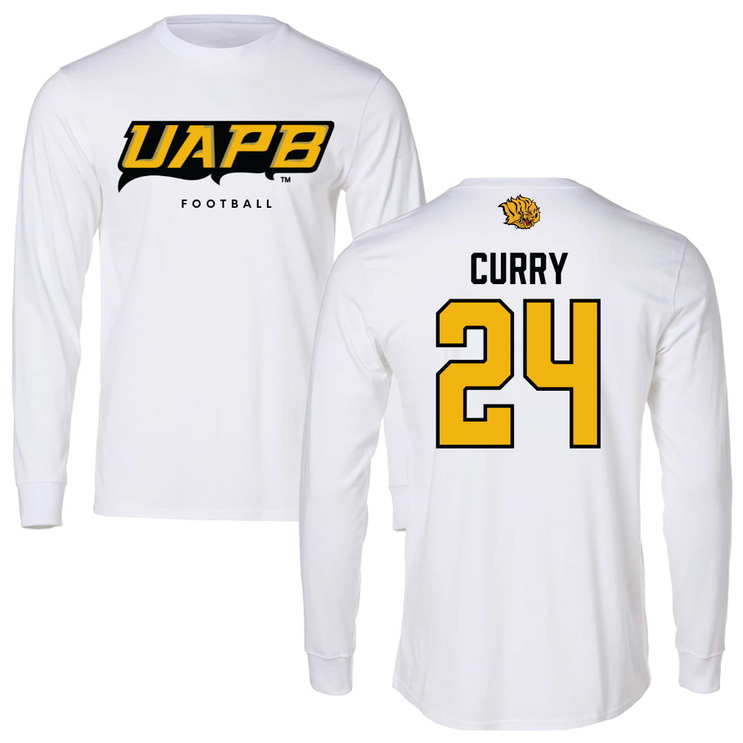 University of Arkansas-Pine Bluff Football White Long Sleeve  - #24 BJ Curry