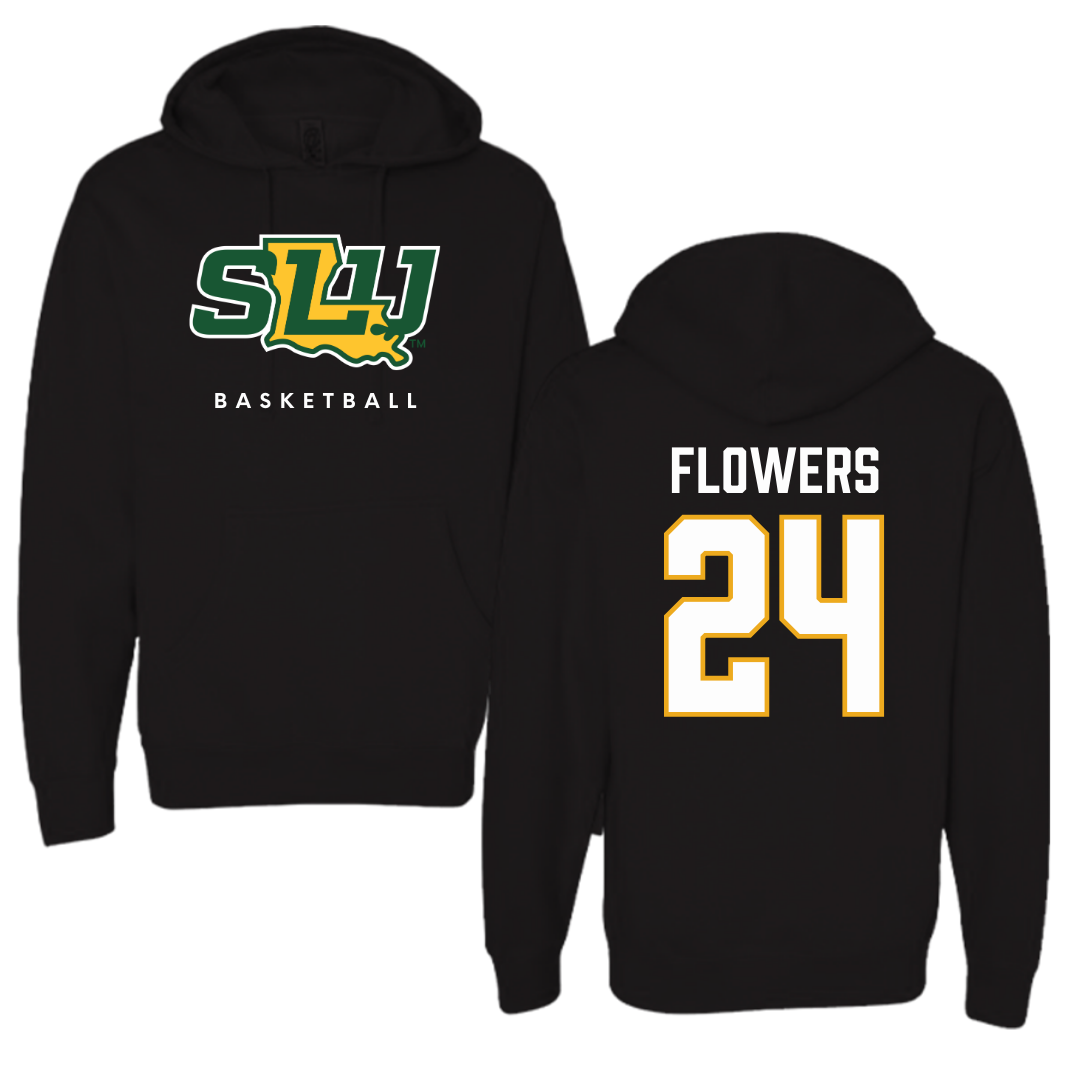 Sudadera con capucha negra de baloncesto de la Universidad Southeastern Louisiana - #24 Dijone' Flowers
